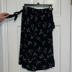 Black Floral Print Flowy Mini Dress